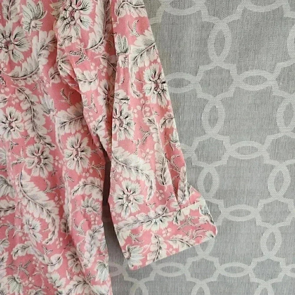 Chaps 100% Cotton Paisley Half Sleeve Button Up Women's S/P - Picture 3 of 8